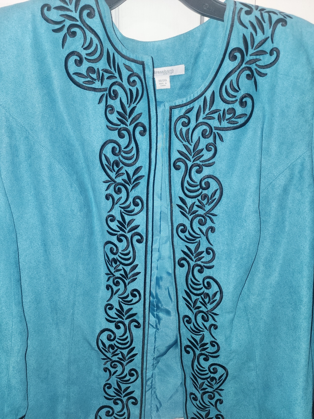 dressbarn Teal Blue Embroidered Blazer